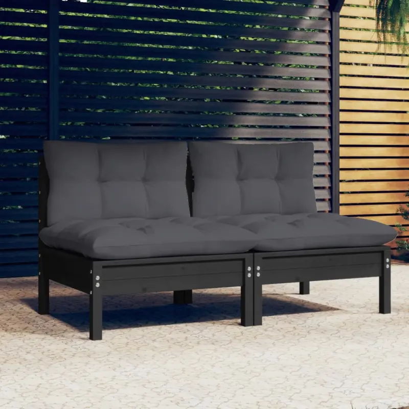 2-osobowa sofa ogrodowa z antracytowymi poduszkami, sosnowa