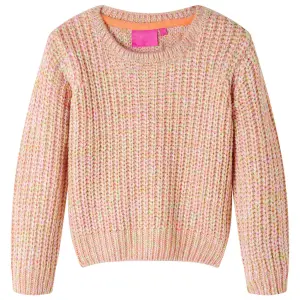 Sweter dziecięcy z dzianiny, pastelowy róż, 104