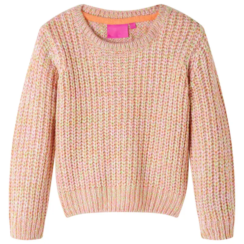 Sweter dziecięcy z dzianiny, pastelowy róż, 104