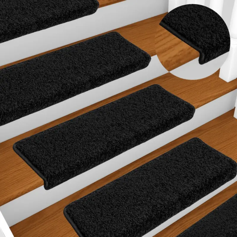 Maty na schody 10 szt. 65x21x4 cm Czarne prostokątne krawędzie
