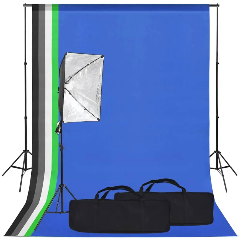 Zestaw studyjny z lampą softbox i tłem