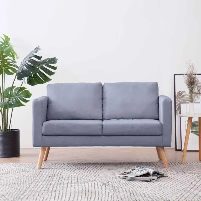 Sofa 2-osobowa, materiałowa, jasnoszara