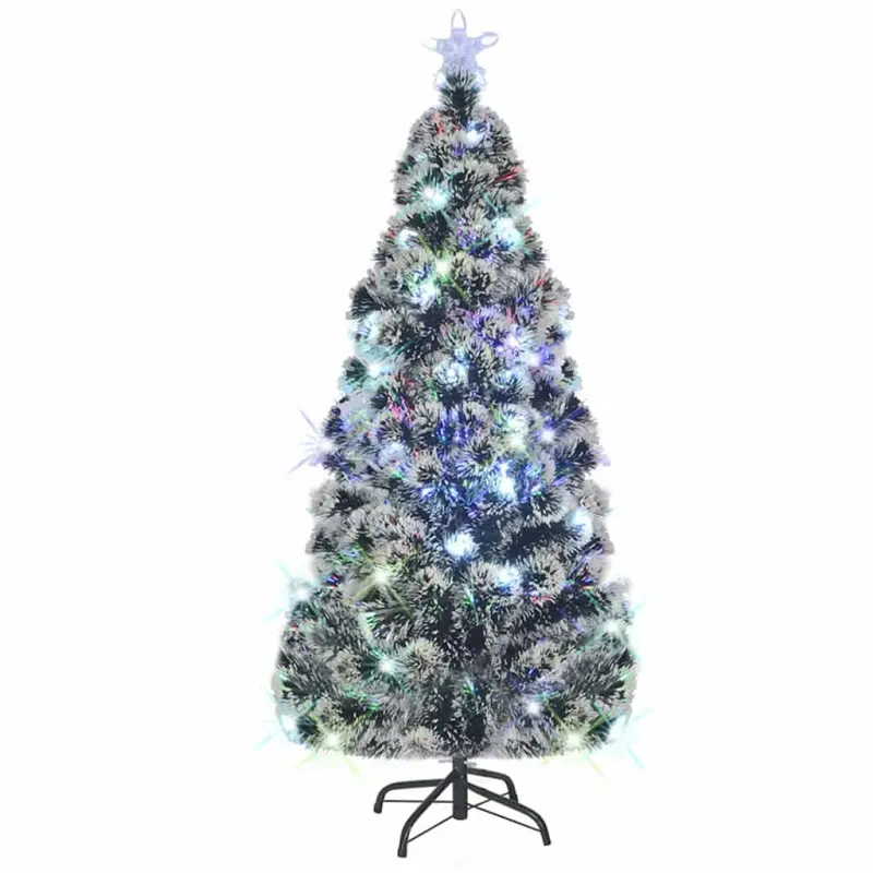 Sztuczna choinka z LED i stojakiem 210 cm, włókno optyczne