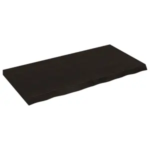 Blat stołu, ciemnobrązowy, 120x60x(2-6) cm, lite drewno dębowe