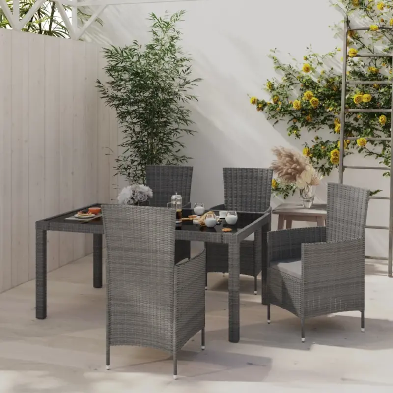 5-cz. zestaw mebli ogrodowych z poduszkami, rattan PE, szary
