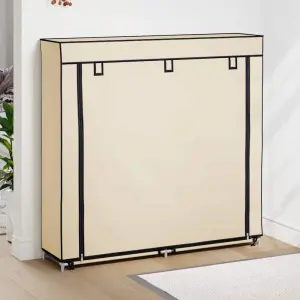 Szafka na buty z osłoną, kremowa, 115x28x110 cm, tkanina