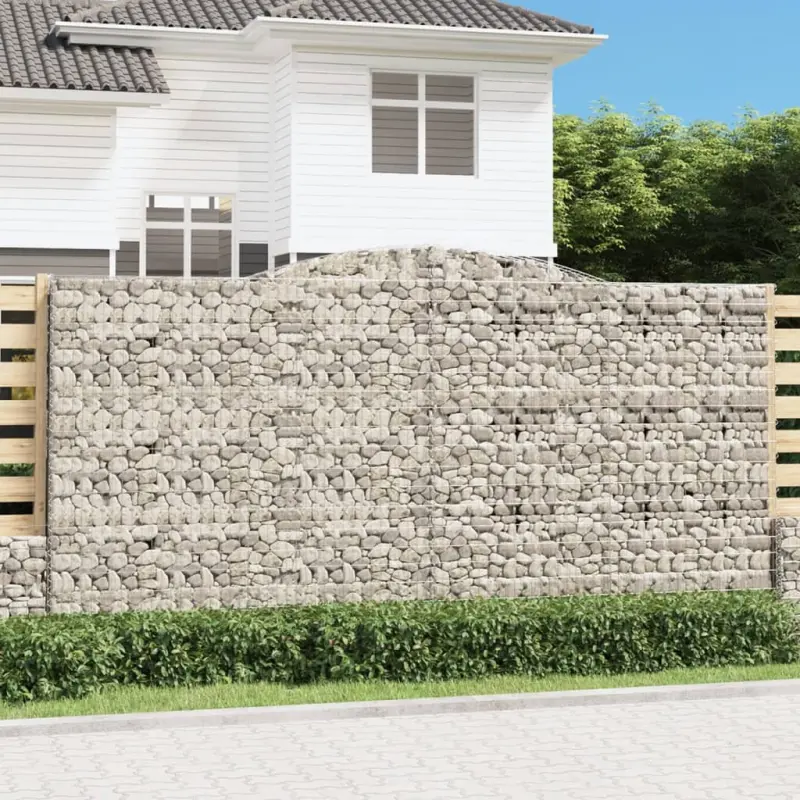 Kosze gabionowe, 15 szt, 400x50x200/220cm, galwanizowane żelazo