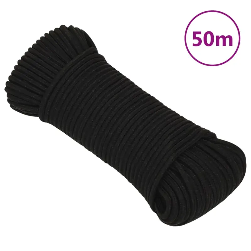 Lina robocza, czarna, 3 mm, 50 m, poliester