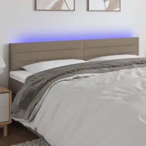 Zagłówek do łóżka z LED, taupe, 180x5x78/88 cm, tkanina