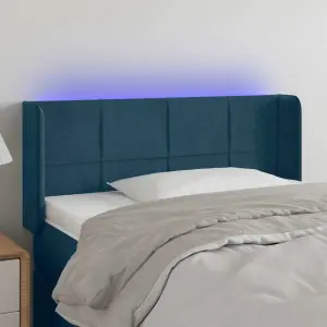 Zagłówek do łóżka z LED, ciemnoniebieski 83x16x78/88cm, aksamit