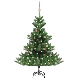 Sztuczna jodła kaukaska z LED i bombkami, zielona, 150 cm