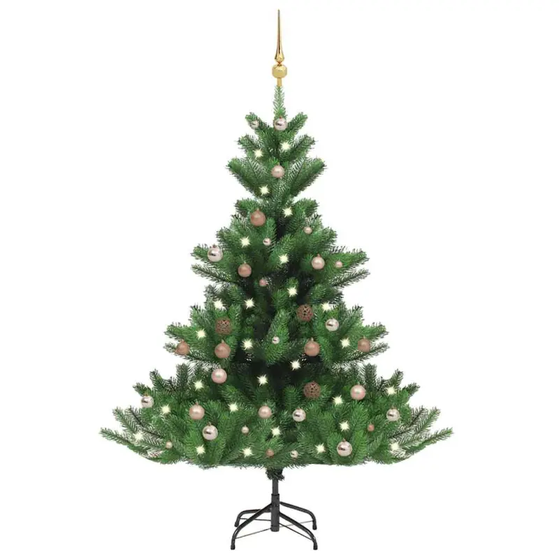 Sztuczna jodła kaukaska z LED i bombkami, zielona, 150 cm