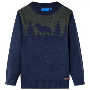 Sweter dziecięcy z dzianiny, granatowy, 104