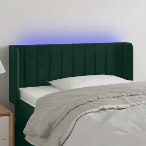 Zagłówek do łóżka z LED, ciemnozielony, 93x16x78/88 cm, aksamit