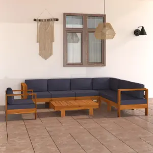 8-cz. zestaw mebli ogrodowych, ciemnoszare poduszki, akacja