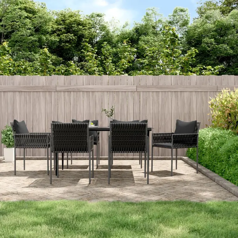 Meble ogrodowe 7-cz. z poduszkami rattan PE i stalowy stół 160 cm