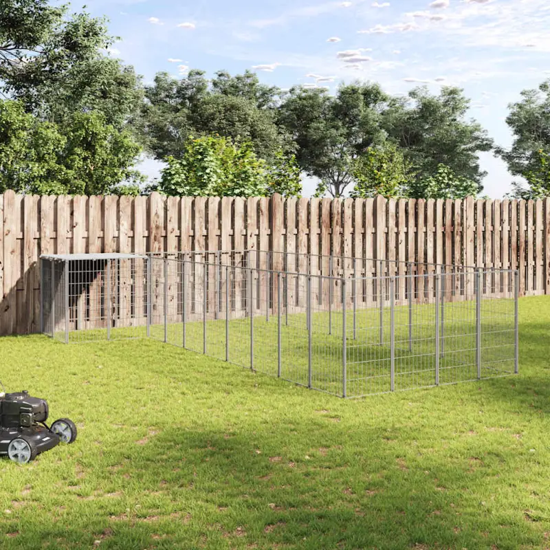Kojec dla psa, srebrny, 13,31 m², stalowy