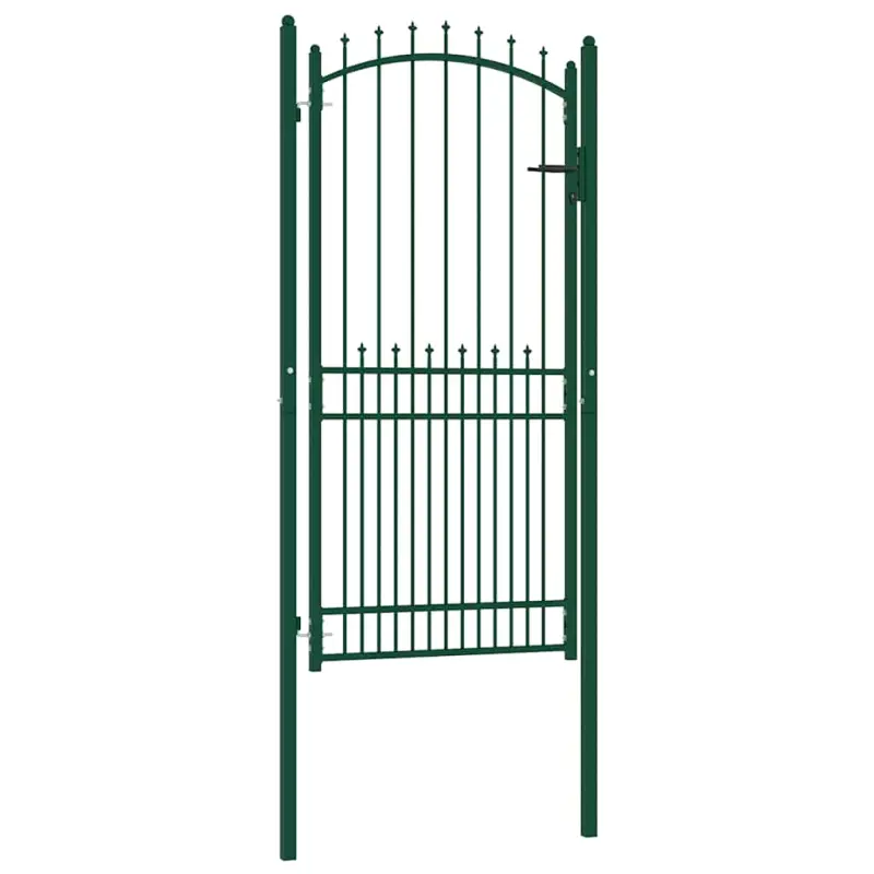 Brama ogrodzeniowa EMMEN z kolcami stalowa 104x147 cm zielona