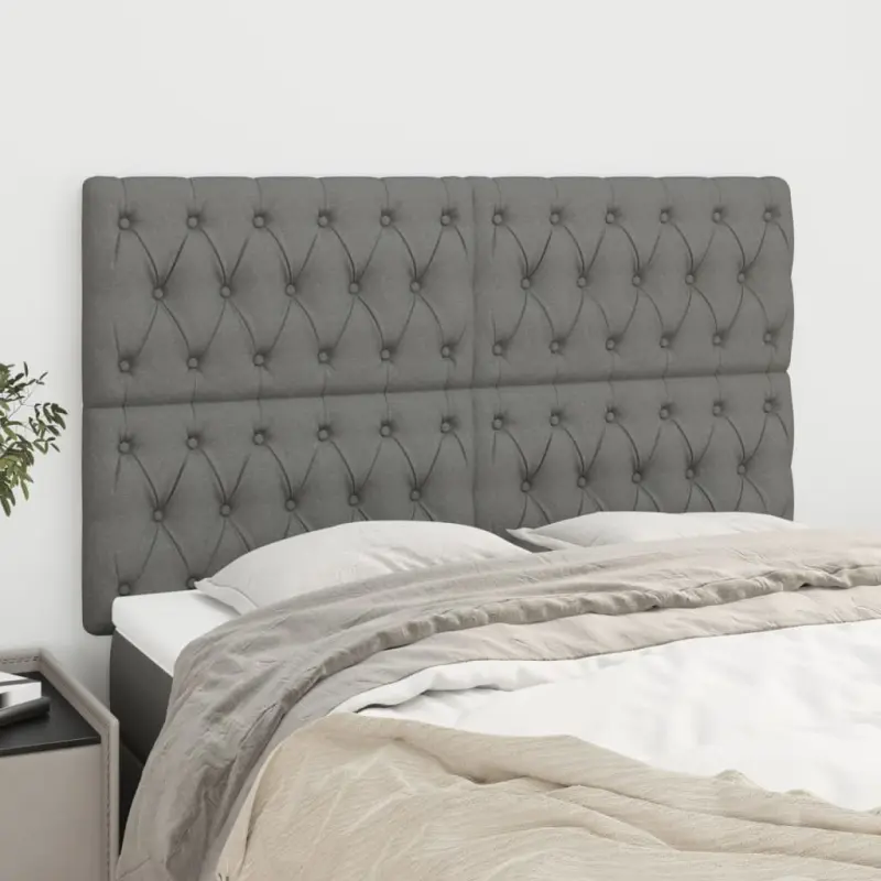 Zagłówek ciemnoszary 144x5x118/128 cm materiał