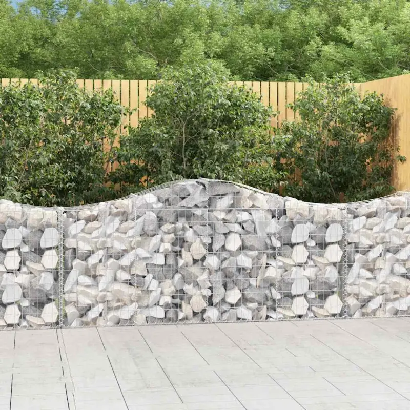 Kosze gabionowe, 8 szt, 200x30x80/100 cm, galwanizowane żelazo