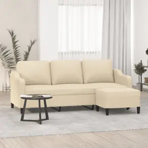 Sofa 3-osobowa, kremowa, 180 cm, tapicerowana tkaniną