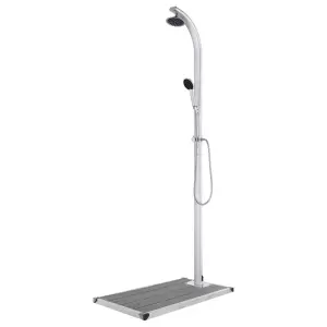 Prysznic ogrodowy z szarą podstawą, 220 cm, aluminium