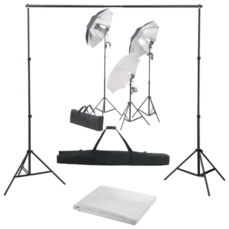 Fotograficzny zestaw studyjny z lampami i tłem