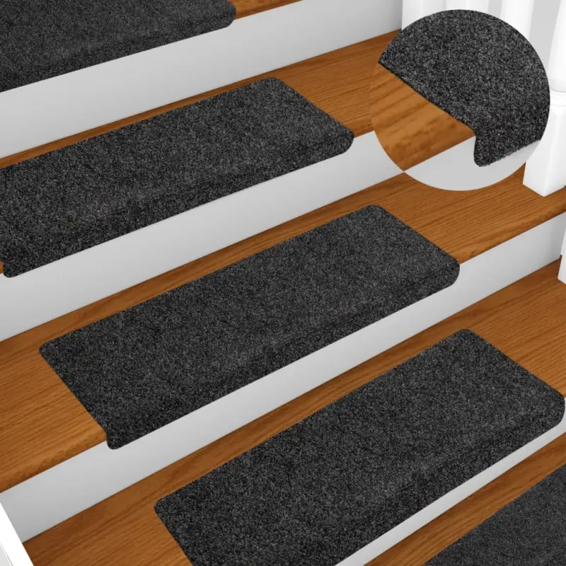 Maty na schody samoprzylepne 10 szt. 65x21x4 cm ciemnoszare prostokątne krawędzie