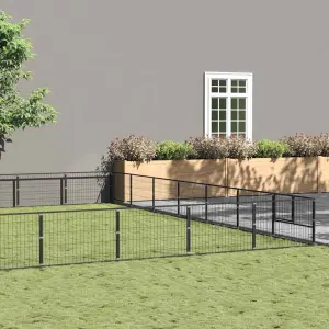 Kojec dla psa, czarny, 63 m², stalowy