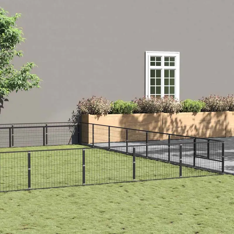 Kojec dla psa, czarny, 63 m², stalowy
