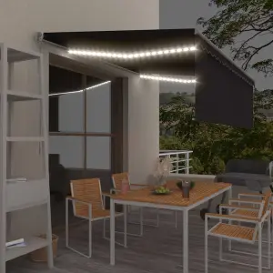 Ręcznie zwijana markiza z zasłoną i LED, 4,5x3 m, antracytowa