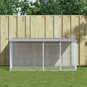 Klatka dla kurczaków z dachem jasnoszara 203x98x90 cm ocynkowana stal