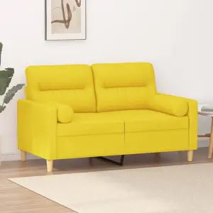 2-osobowa sofa z poduszkami, jasnożółta, 120 cm, tkanina