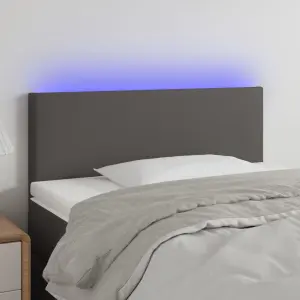 Zagłówek do łóżka z LED, szary, 100x5x78/88 cm, sztuczna skóra