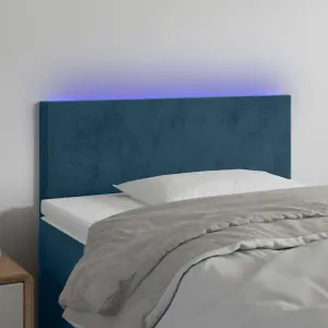 Zagłówek do łóżka z LED, ciemnoniebieski, 90x5x78/88cm, aksamit