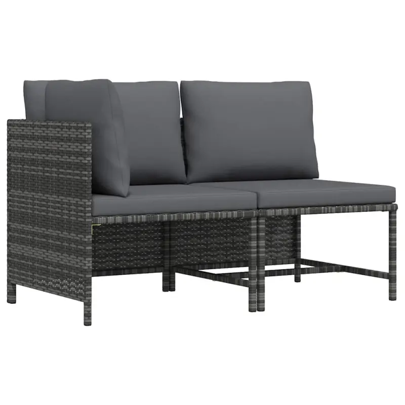2-częściowa sofa ogrodowa z poduszkami, szara, polirattan