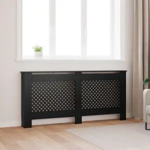 Osłona na kaloryfer, czarna, 172x19x81,5 cm, MDF