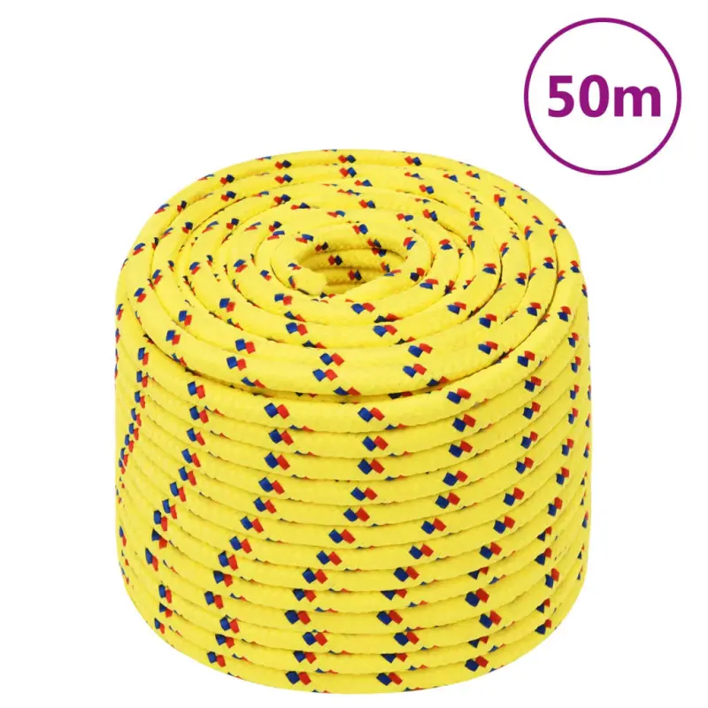 Linka żeglarska, żółta, 12 mm, 50 m, polipropylen