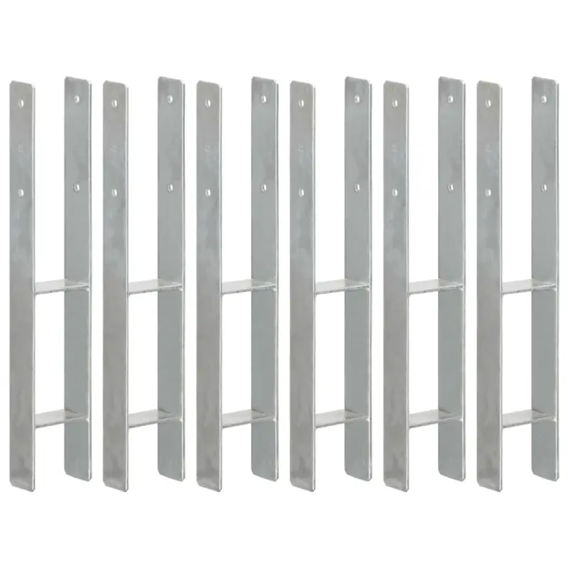 Kotwy do słupków, 6 szt., srebrne, 9x6x60 cm, stal