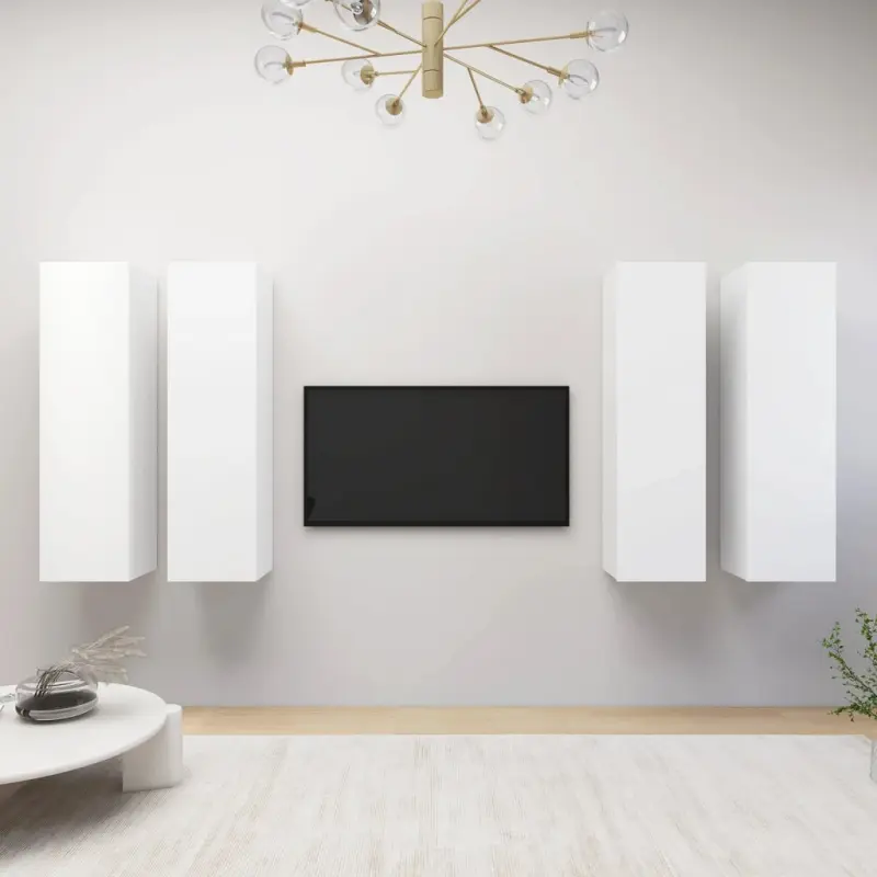 Szafki TV 4 szt., białe 30,5x30x110 cm, materiał drewnopochodny