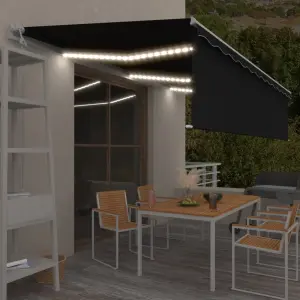 Automatycznie zwijana markiza, LED i czujnik wiatru, 6x3 m