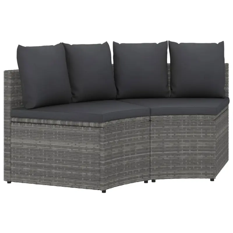 2-częściowa sofa ogrodowa z poduszkami, polirattan, szara