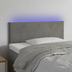 Zagłówek do łóżka z LED, jasnoszary, 90x5x78/88 cm, aksamit