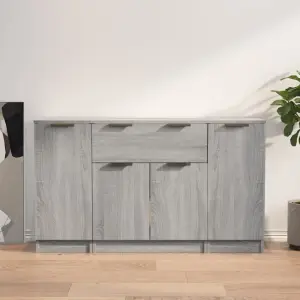 Szafki, 3 szt., szary dąb sonoma, materiał drewnopochodny