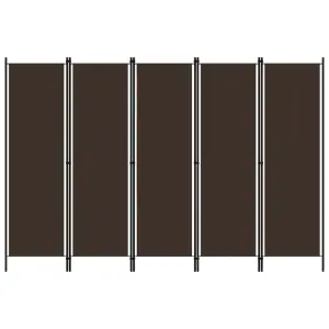 Parawan 5-panelowy, brązowy, 250 x 180 cm