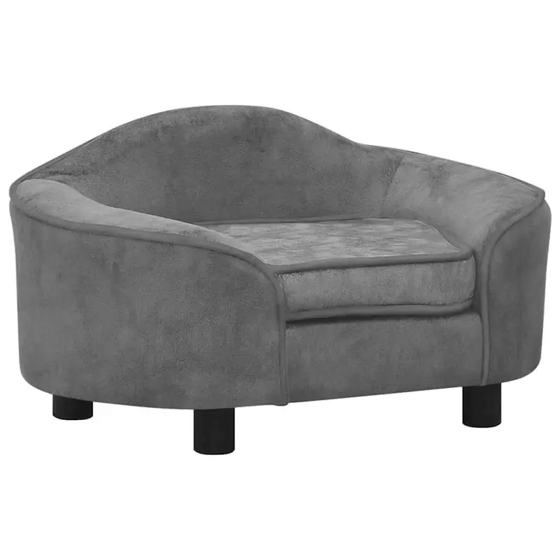 Sofa dla psa, szara, 67x47x36 cm, pluszowa
