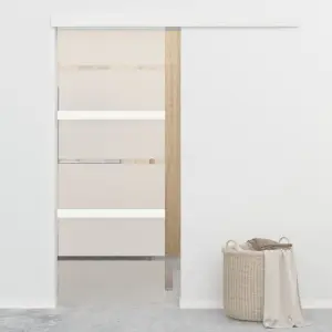 Drzwi przesuwne, ograniczniki, szkło ESG i aluminium, 76x205 cm