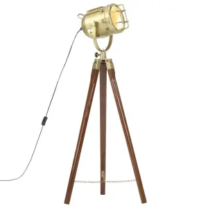 Lampa podłogowa na trójnogu, lite drewno mango, 97 cm