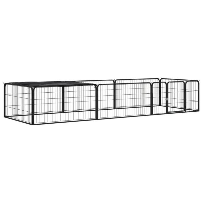 Kojec dla psa, 8 panele, czarny, 100x50 cm, stal