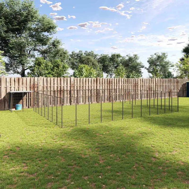 Kojec dla psa, czarny, 37,51 m², stalowy